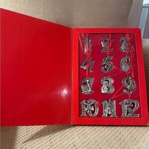 Vintage Lillian Vernon 12 Days Of Christmas Pewter Christmas Ornaments.